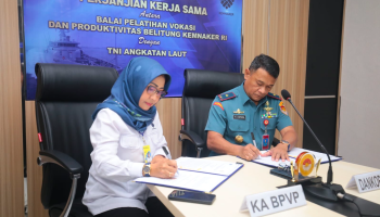 Belitung-Balai Pelatihan Vokasi dan Produktivitas (BPVP) Belitung menggandeng Komando Penyelam dan Penyelamatan Bawah Air (Koppeba) TNI Angkatan Laut untuk meningkatkan,